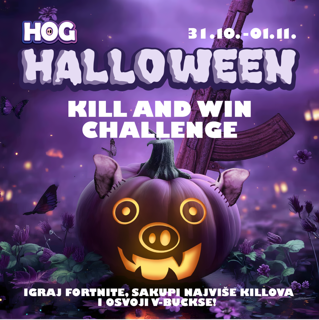 FORTNITE KILL AND WIN CHALLENGE!
31.10. I 1.11. igraj Fortnite, sakupi najviše killova i osvoji V-buckse i besplatne sate igranja!
